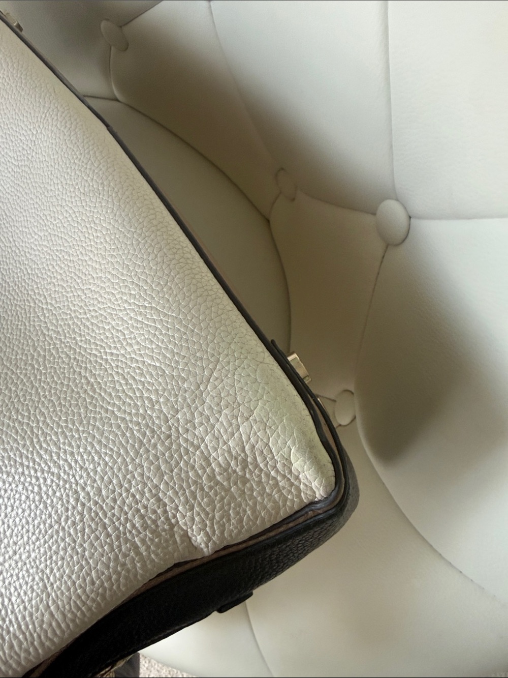 Kate Spade Hudson Colorblocked Large Work Tote Two-Tone Leather Tote Bag Cream - Picture 5 of 17